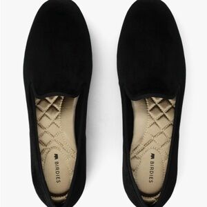 BIRDIES Women’s Black Velvet Quilted-Comfort Loafers